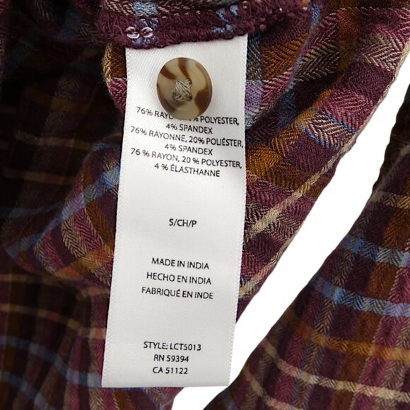 NWTBeachLunchLounge Plaid Button-Front Tunic Top Rust Multicolor Size Small - Picture 12 of 12